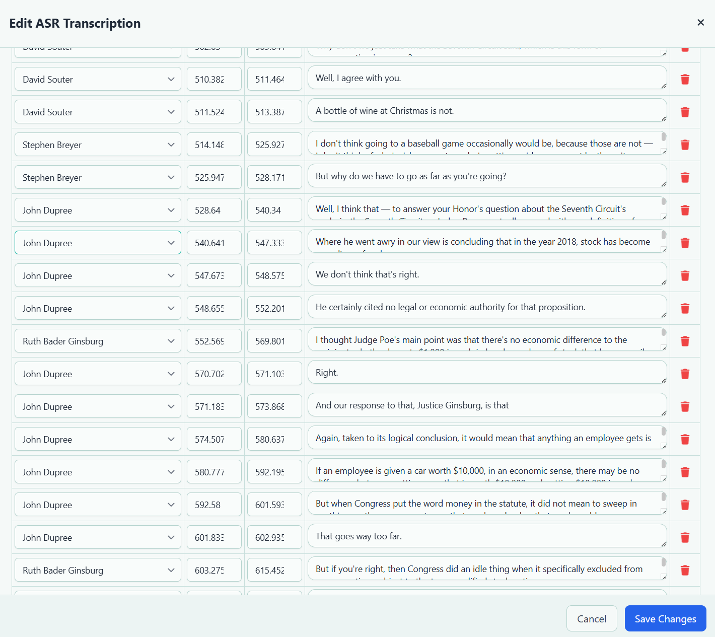 ASR Transcript Editor